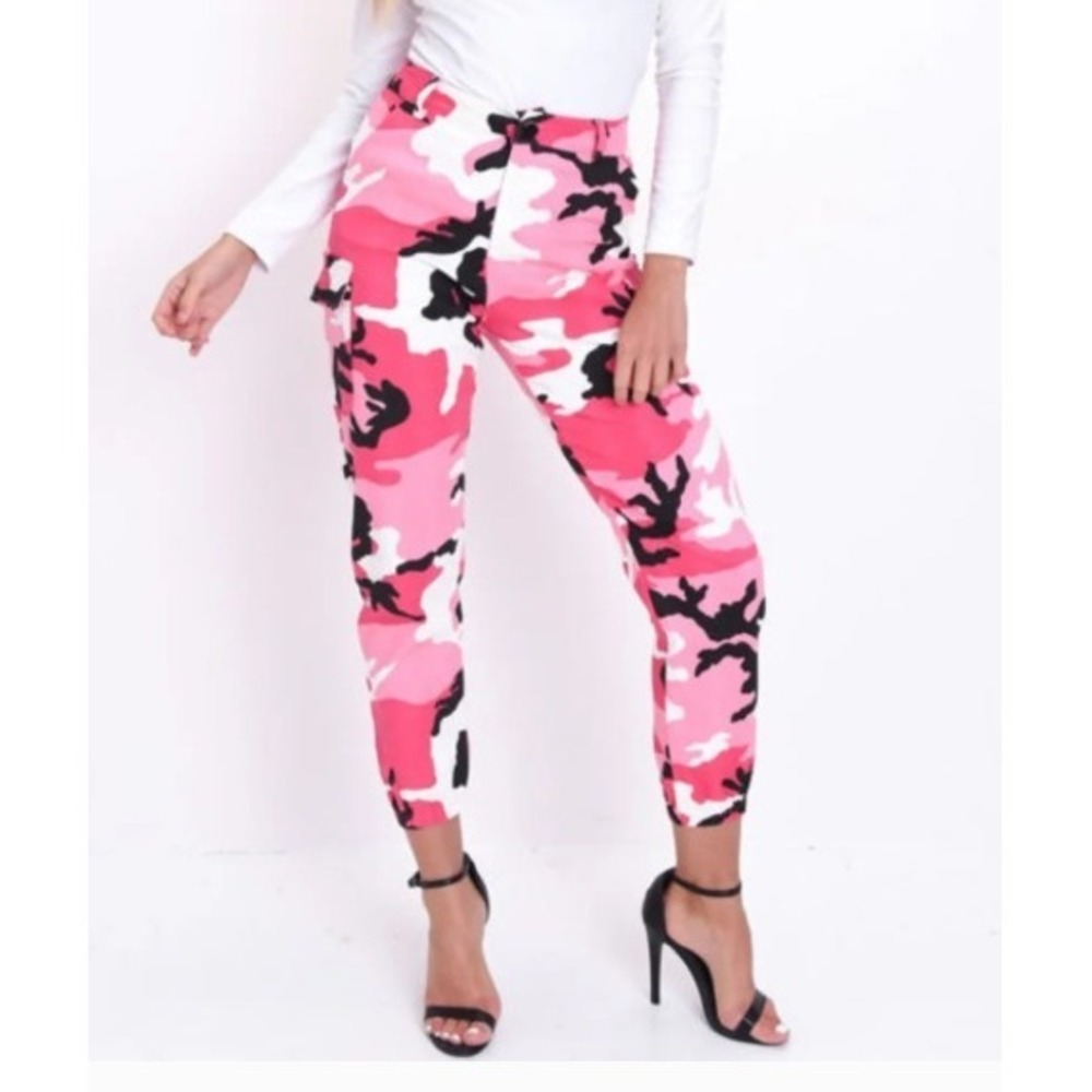 American Bazi Pink Camo‎ Cargo Pants Womens M Joggers Streetwear Grunge Gorpcore